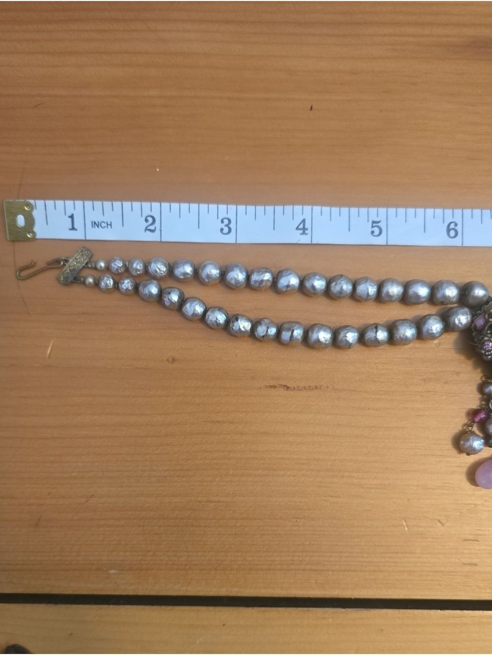 Vintage Two Strand Pearl Rhinestone Beaded Choker Necklace - Picture 7 of 12